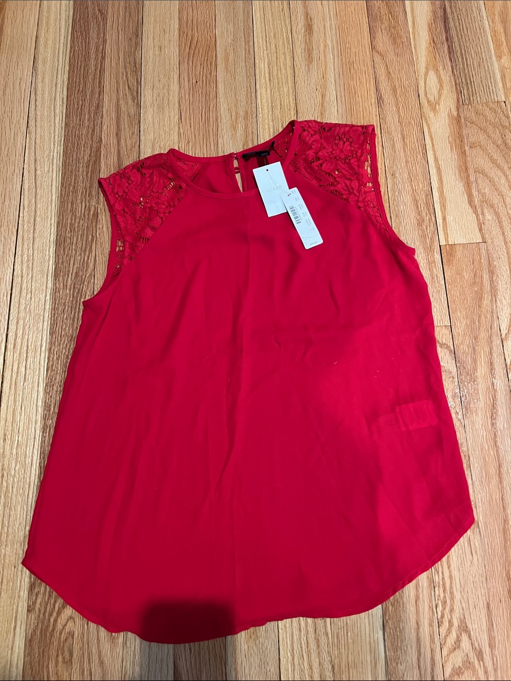 J. Crew Red Lace-Shoulder Sleeveless Camisole